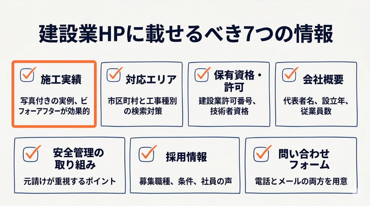 建設業HPに載せるべき7つの情報