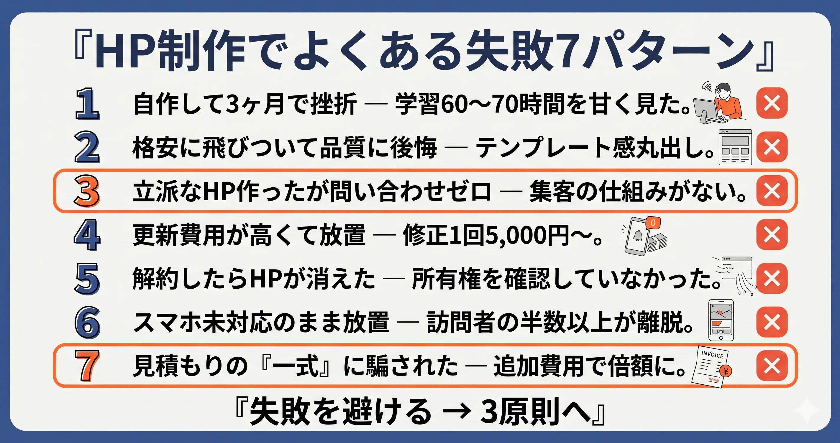 HP制作の7つの失敗パターン一覧